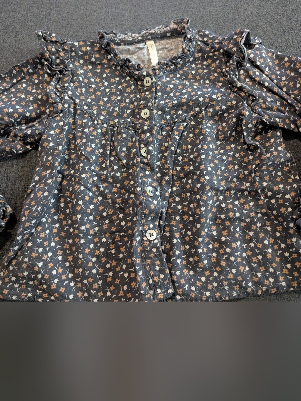 Rylee + Cru Navy Floral Button-Front Blouse